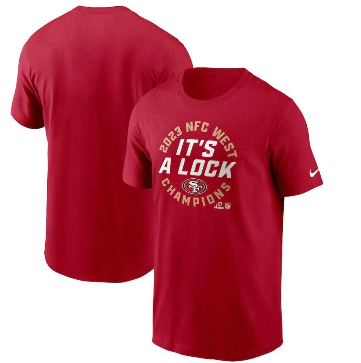 Men's San Francisco 49ers Scarlet 2023 NFC West Division Champions Locker Room Trophy Collection T-Shirt,We sell and wholesale Men's San Francisco 49ers Scarlet 2023 NFC West Division Champions Locker Room Trophy Collection T-Shirt on line form chian!